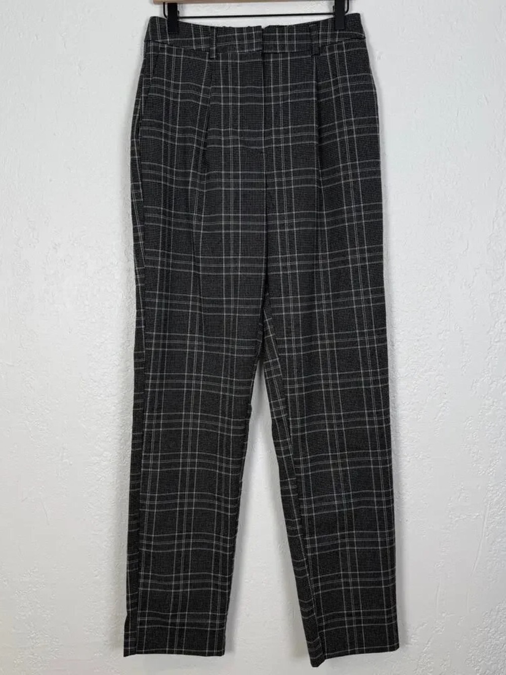 Women's Straight Leg Gray Plaid Pants